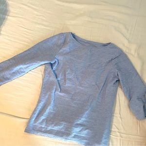 Talbots fitting sky blue shirt cute for coquette vibes at work!